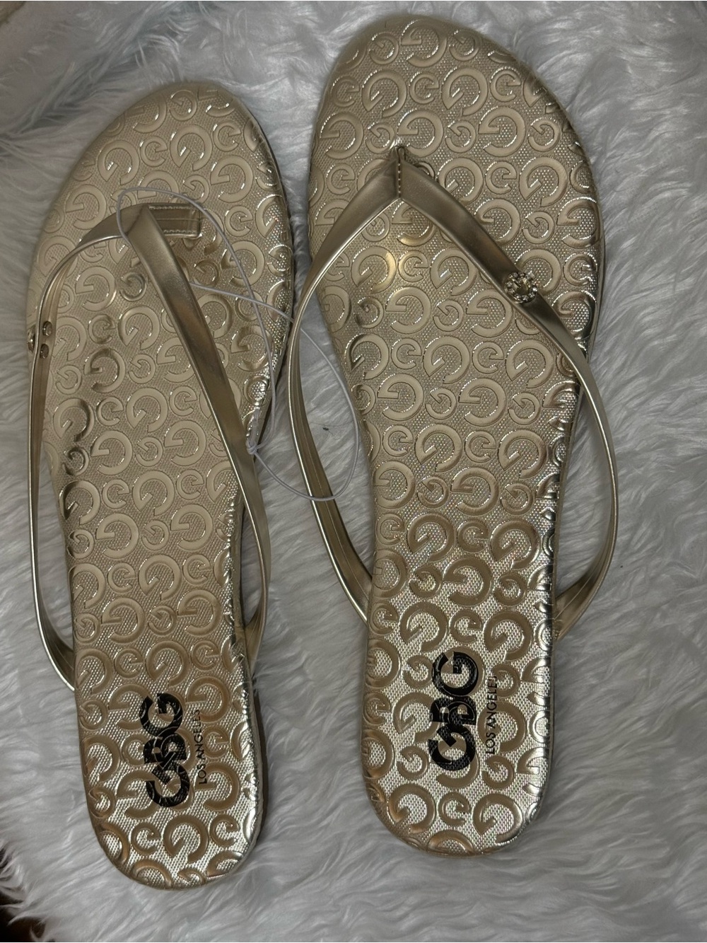 GBG Los Angeles Metallic Gold Thong Sandals